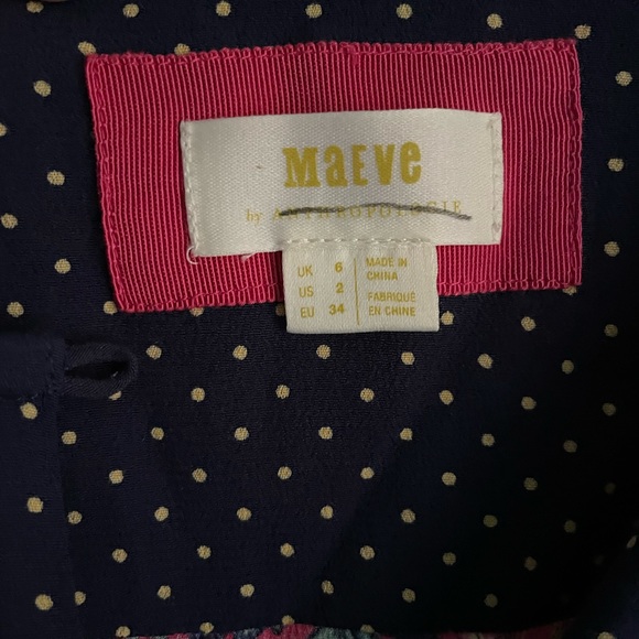 Maeve Anthropologie Floral Bird Kaftan Dress Womens Size 2 - Picture 3 of 3